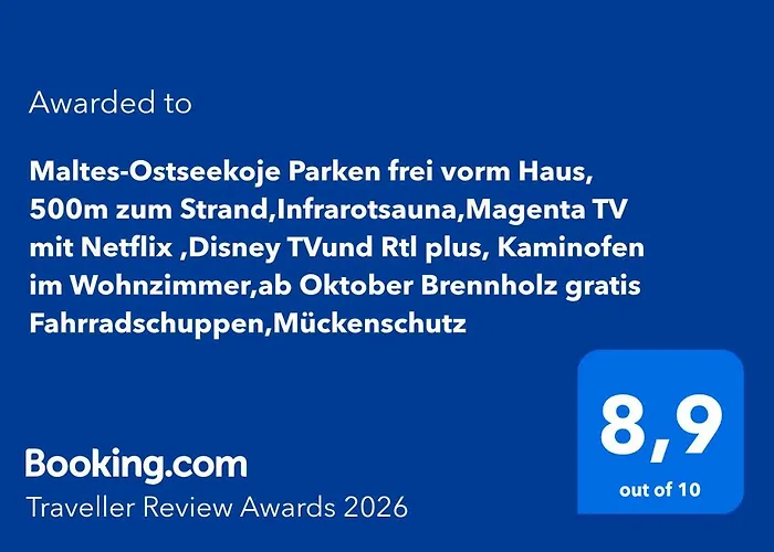 Διαμέρισμα Maltes-ostseekoje Parken Frei Vorm Haus, 500m Zum Strand,infrarotsauna,magenta Tv Mit Netflix ,disney Tv,rtl Plus, Kaminofen, Bettwaesche Inclusive, E-rad Im Fahrradschuppen,mueckenschutz